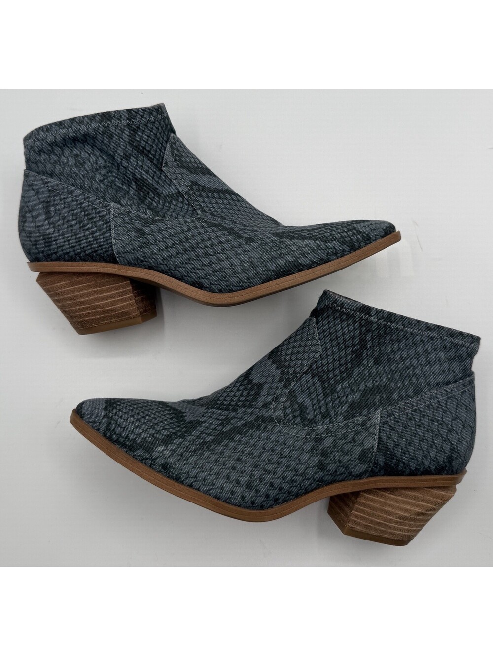 Franco Sarto Garcia Western Booties Size 6 Blue Black Python Ankle Boots EUC